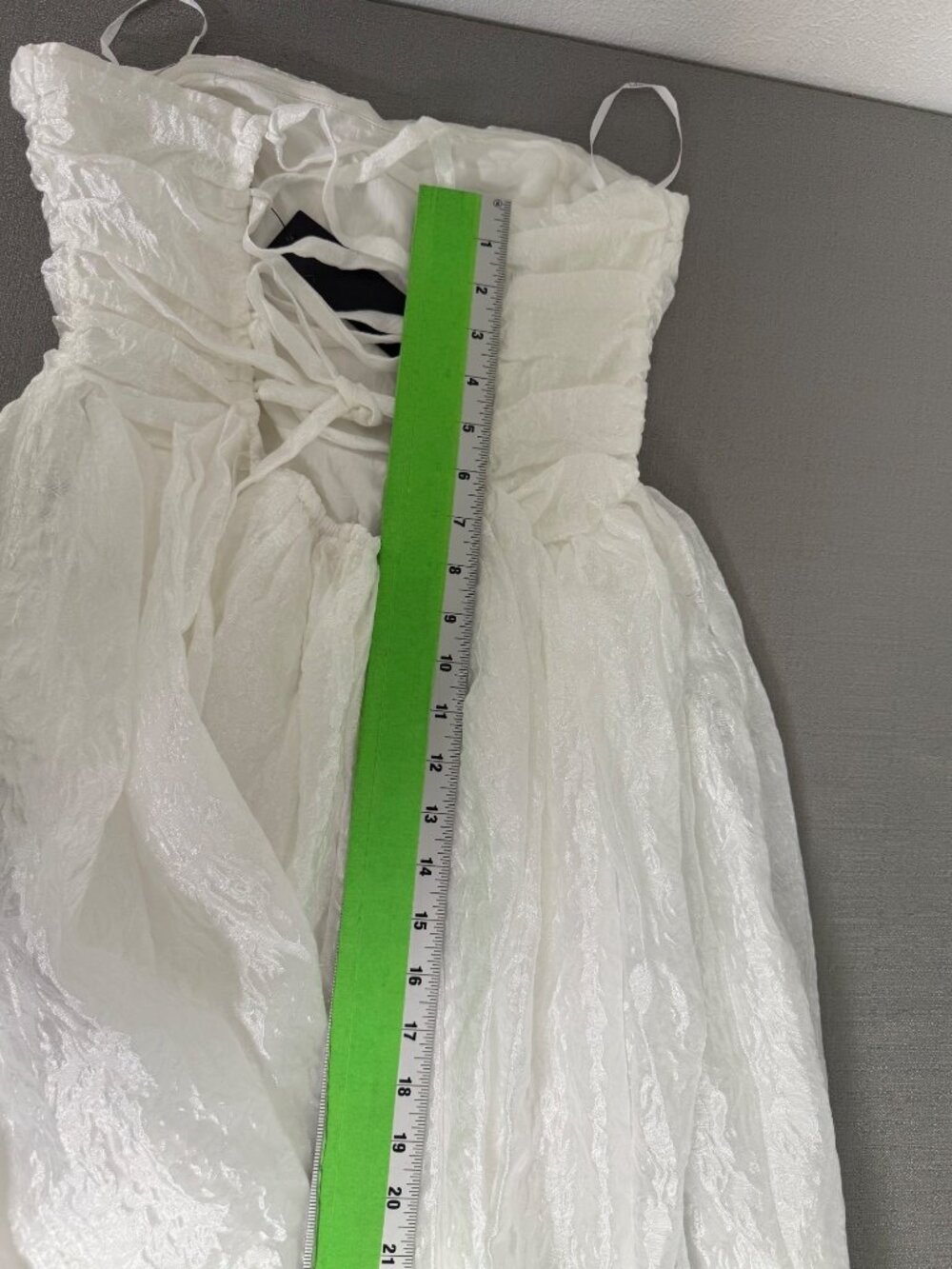 Lulus Analeia Ivory Jacquard Lace-Up Strapless Midi Dress Wedding Princess Small - Picture 11 of 16